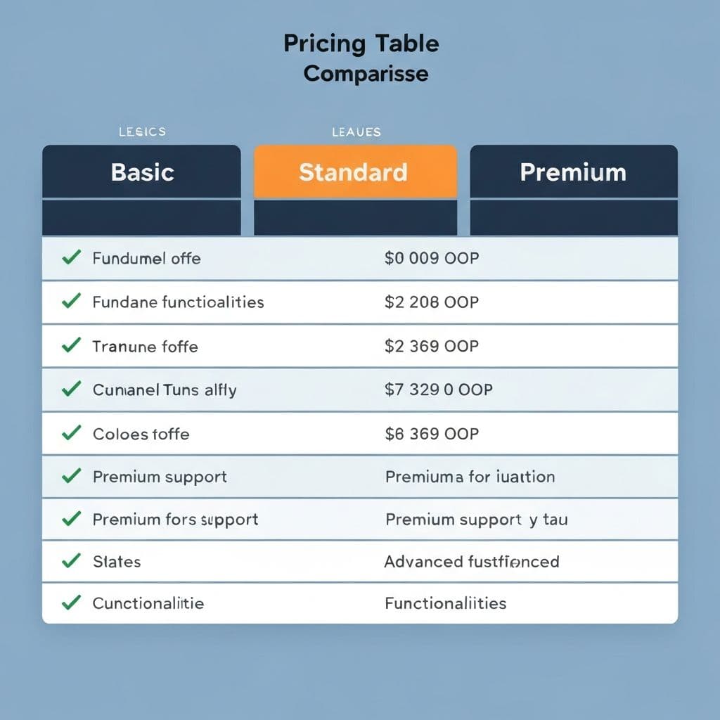 Pricing comparison table